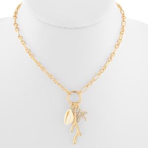 Starfish & Shell Crystal Charm Necklace